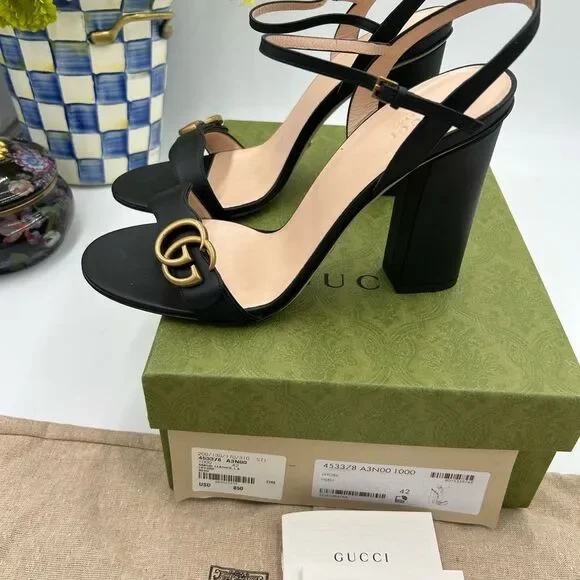 Women's Gucci GG Marmont, Block , heel strap sandals,105 cm size 42made Italy